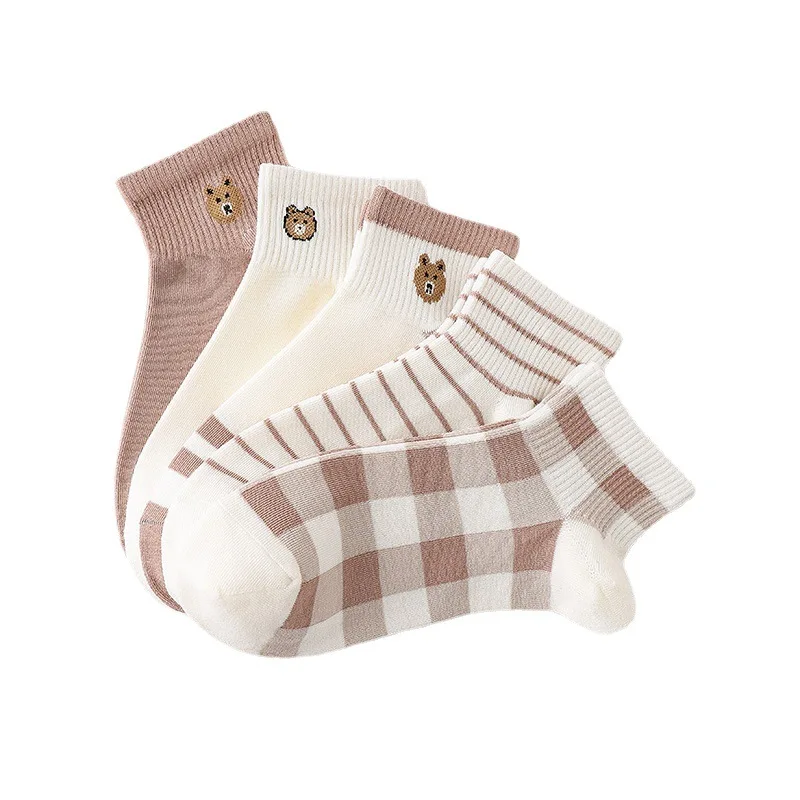 2021 Japanese Cute Bear Style  Socks Women Autumn Custom Sweet-absorbed Cotton Socks Crew   Socks
