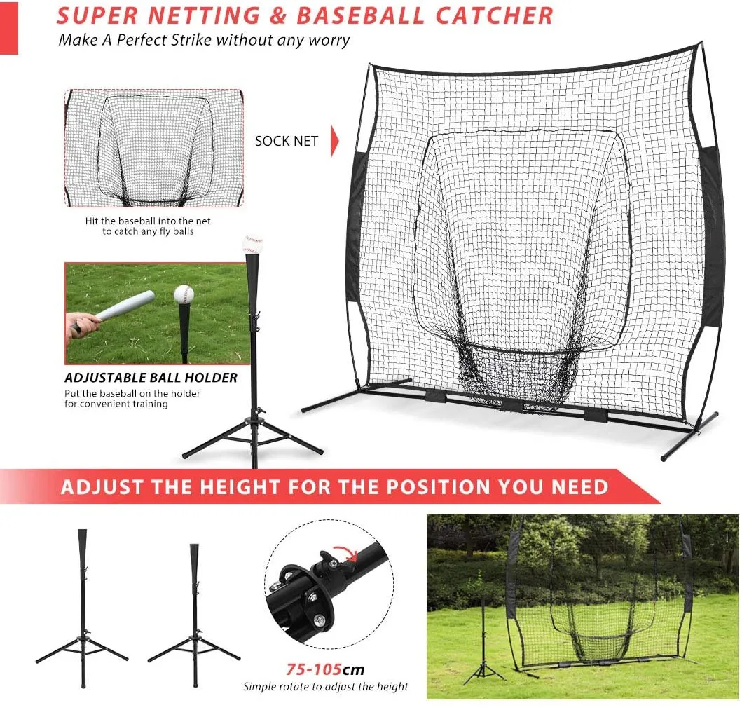 Portable Baseball & Softball Training Equipment Practice Net Hitting Pitching Batting Training Net with Carry Bag