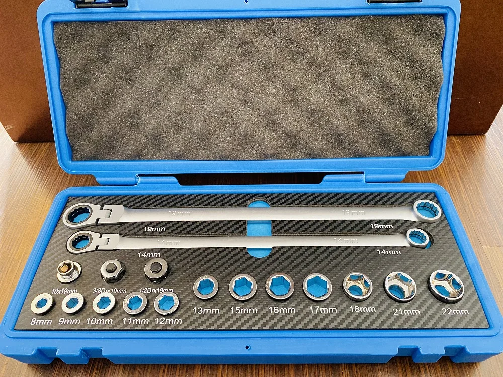 17pcs Lengthen Type Ratchet Wrench Set Multi Specification Socket Sets