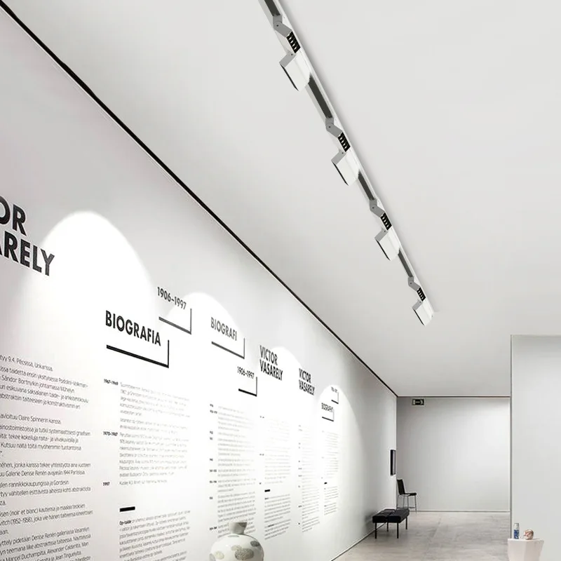 Modern Adjustable Spot Rail Lighting 6w 12w Square 2 Wire Spotlight Tracklights Slim Adapter LED Linear Track Grille light