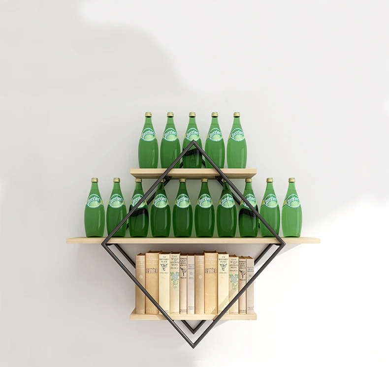 living room modern floating display Small wall mount hanging metal wood design bookcase book shelf book storage for sale