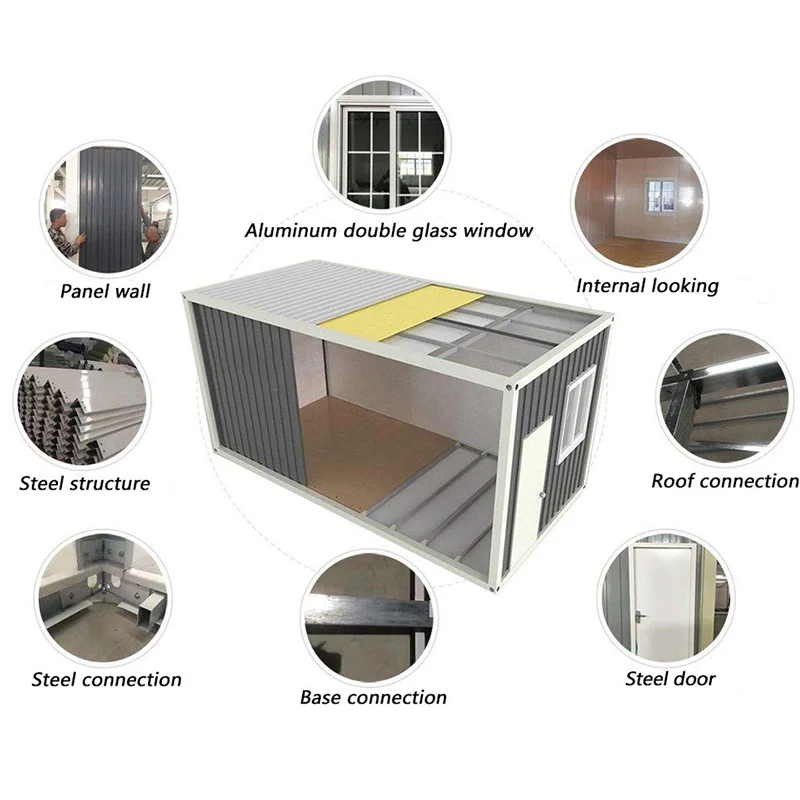 20ft Modern Design Living Modular Tiny Prefab Garage Flat Pack Container for Outdoor Use Made of Wooden Sandwich Panel Material