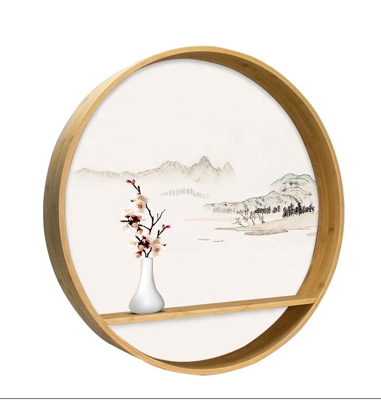 Wholesale Nordic Style Bamboo Frame Family Round Frame  Living Room Art Paintings Wall Decorative Photo Frame