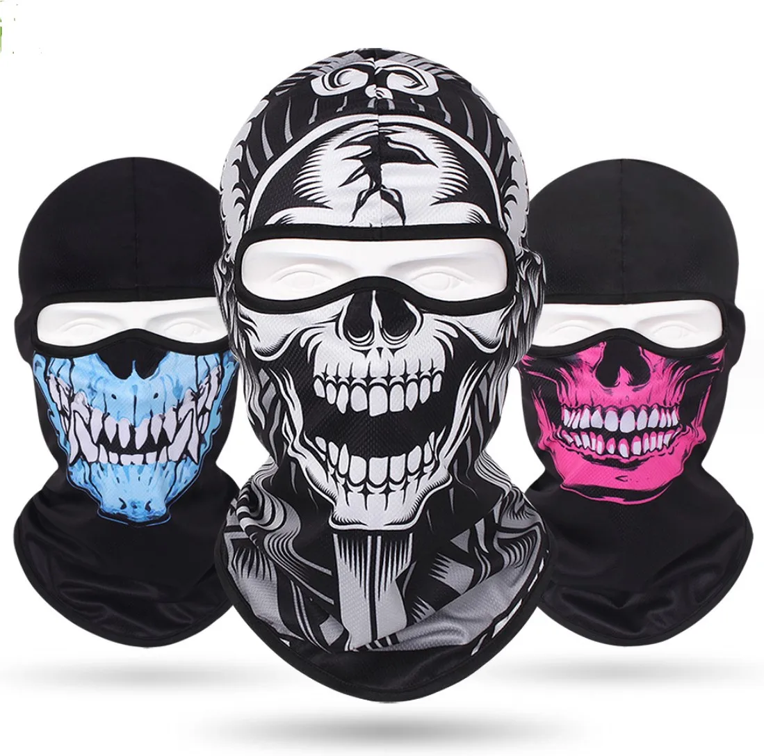 Motorcycle Bike Sweat Absorbent Breathable Skull Hat Outdoor Sports Neck Hat Riding Fishing Scary Skeleton Skull Death Balaclava
