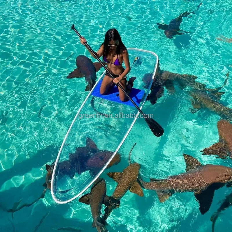 Green transparent canoe kayak stand up paddl board transparent paddle charcuterie manufacturer clear kayak transparent