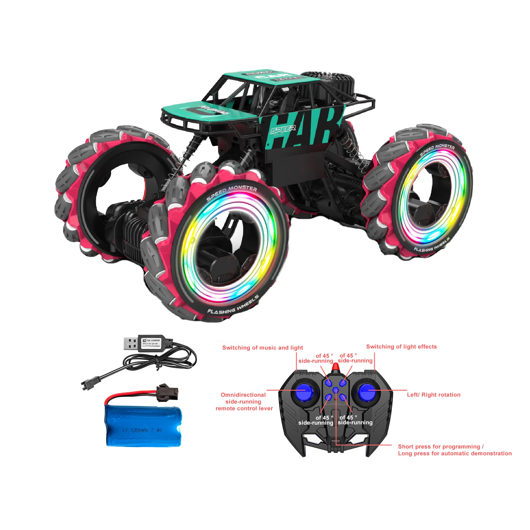 New 1/12 Cool Style 2.4ghz High Speed Drift Climbing Car With Led Light Music Rc Cars for Kids Toys