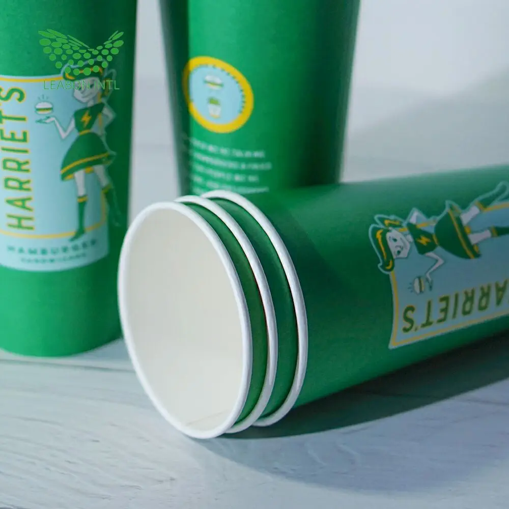 Logo Printing Single Double Wall 8oz 12oz 16oz 20oz  Disposable Hot Drinks Paper Cup Hot Paper Coffee Cups