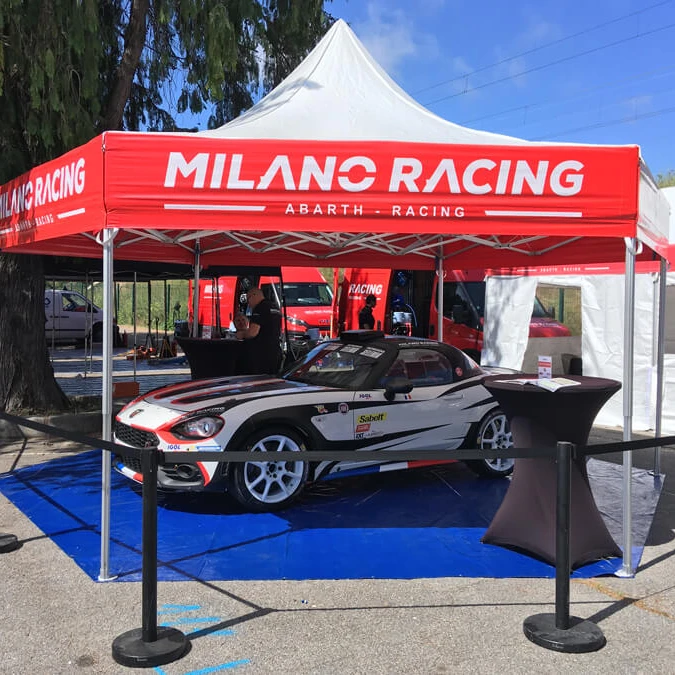 Car racing foldable pop up gazebo strech tent for car race outdoor events with sidewalls entrance