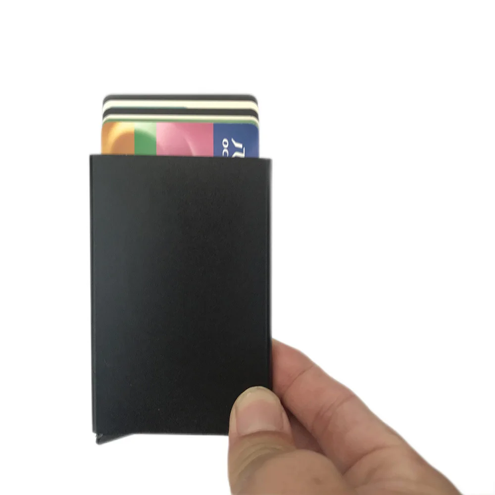 Лидер продаж на AMAZON RFID держатель для кредитных карт тонкий бумажник защита с передним карманом выдвижной дизайн алюминий до