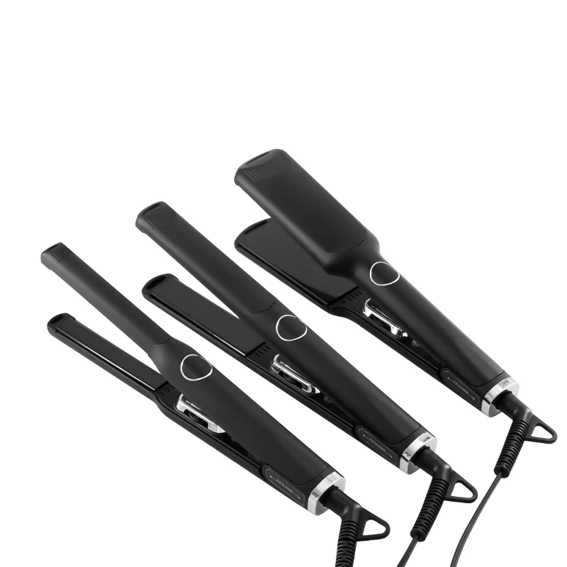 Private Label Flat Iron Straight Straightener Wide Plate Custom Logo Uk Plug Negative Ions Flat Iron Hair Straighten Titanium
