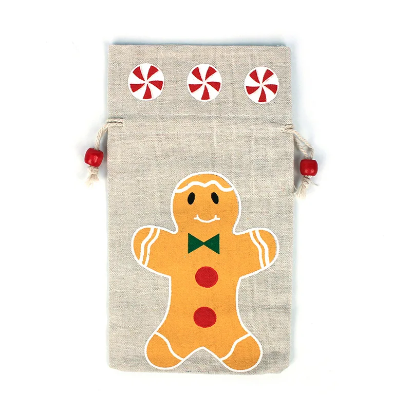 new arrival santa sack merry christmas gift jute drawstring pouch bag for children