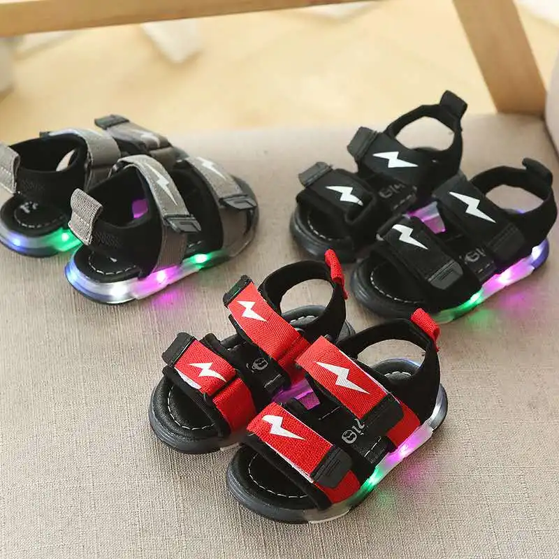 Boys Summer Beach Sandals Kid Fashion Breathable Sports LED Sandals Shoes