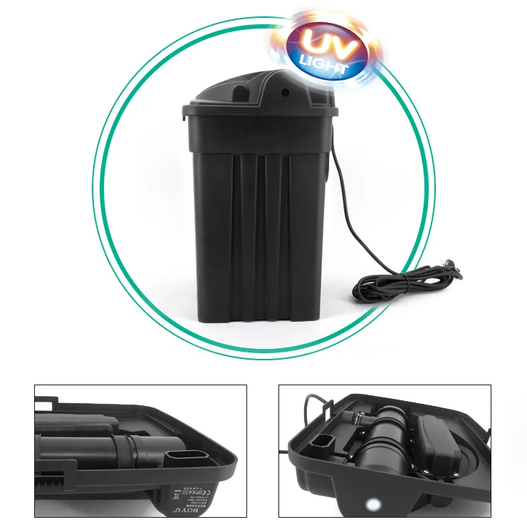 BOYU Fish Pond Filter Bucket Box Outdoor Koi Pond Filter External Equipment Pool Water Circulation Purification System
