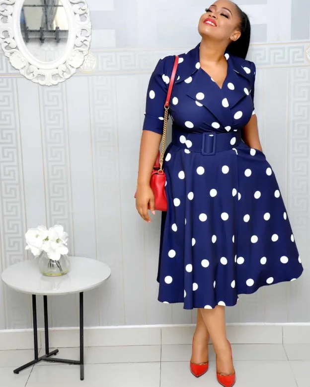 2022 new style African dress wave point with belt