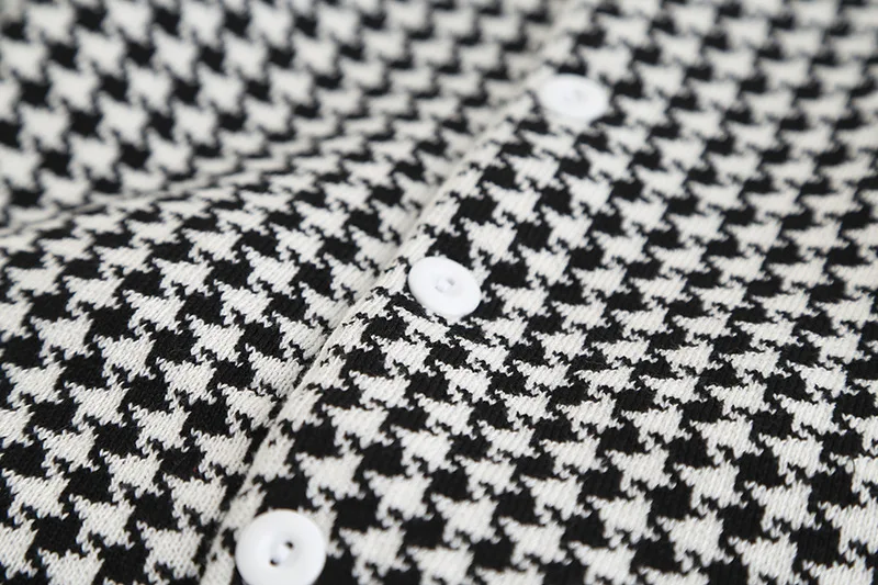 Girls Houndstooth Knit Set Black and White Plaid 2019 New Korean  Long Sleeve Sweater Cardigan Skirt 2 Pieces Children Set