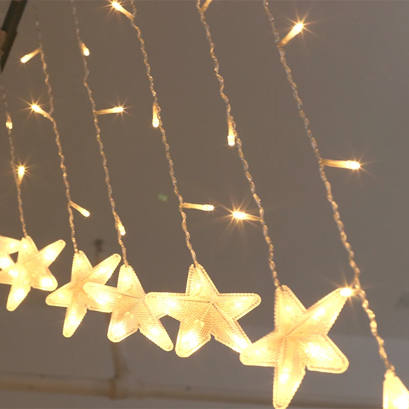 Star Led Christmas Halloween Holiday String Led lighting Window Icicle Curtain Decoration Fairy Lights