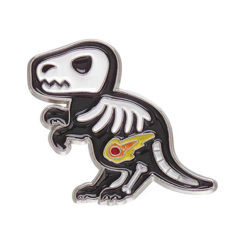 Hot Sale Cat Skeleton Horror Punk Enamel Nickel Plated Zinc Alloy Hat Pin Metal Crafts Lapel Pin For Gift