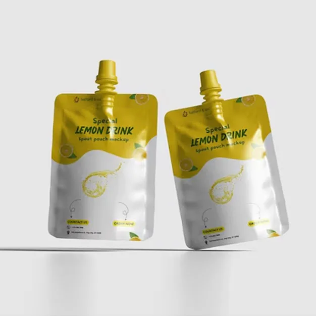 Biodegradable Reusable Doypack Stand Up Plastic Liquid Fruit Juice Spout Pouch Bag Custom Drink Pouches With Spout