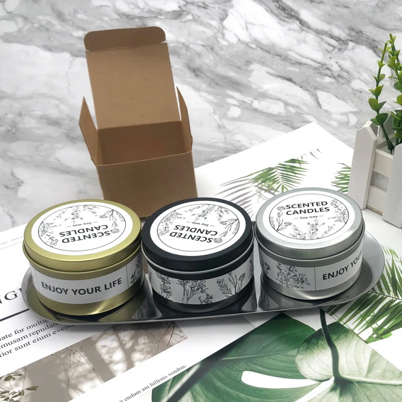 Hot Sell Tinplate Can Scented Candle Soy Wax Souvenir Gift Party Scented Round Candle 4OZ Empty Metal Tin Can