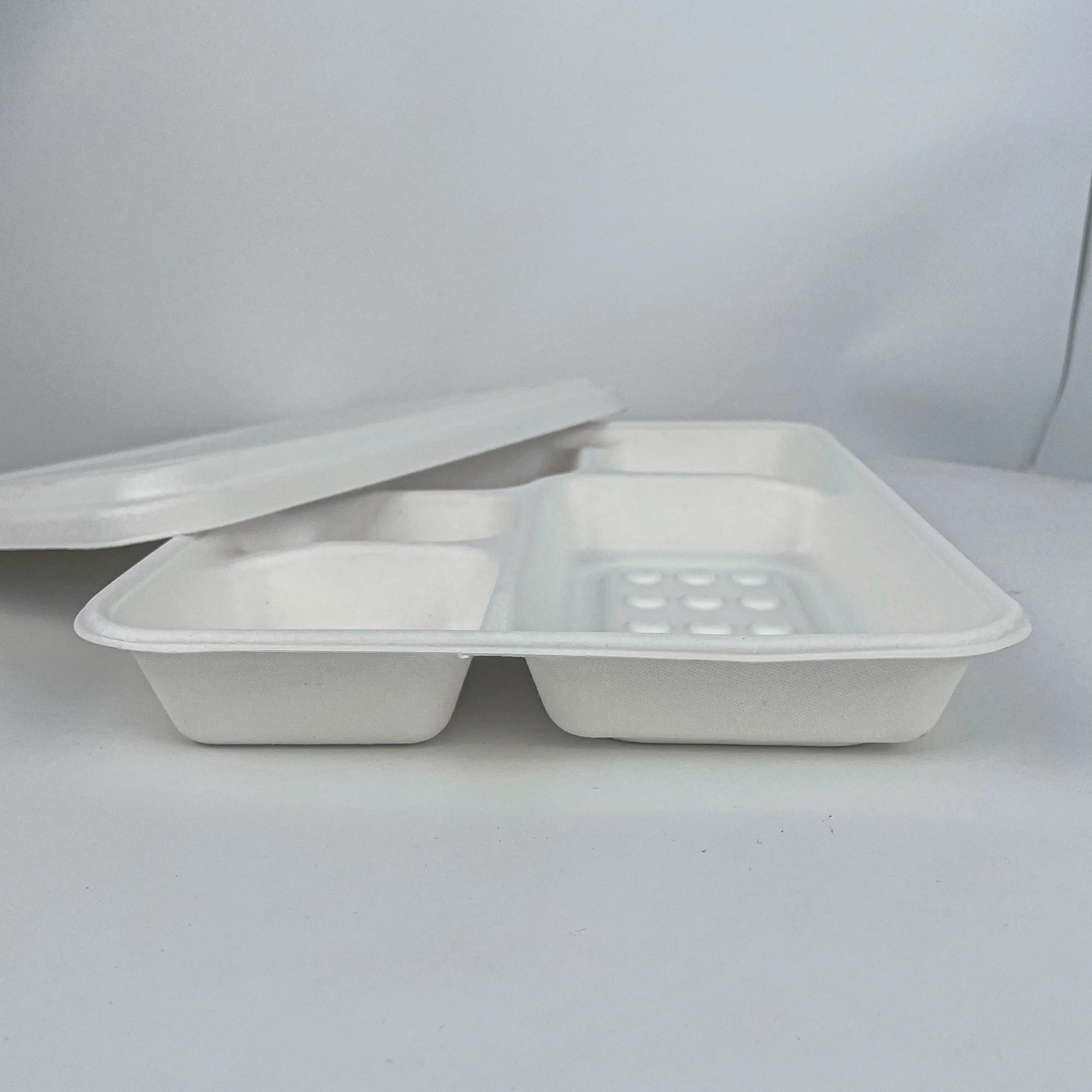 Fine Package Biodegradable 3 Compartments Food Grade Bagasses Food Packing Boxes Disposable Lunch Container box