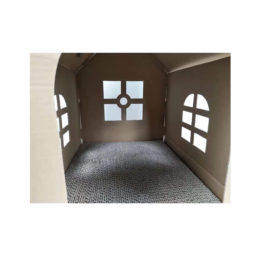 Modern Portable Foldable Corrugated Cardboard Cat Scratcher Box House