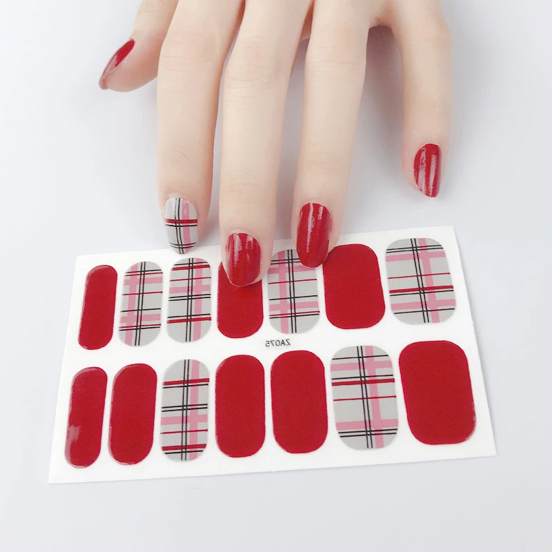 OEM SBelle 2023 Hot Sale Custom DIY Nail Product Stickers 14 Strips Real Gel Nail Stickers