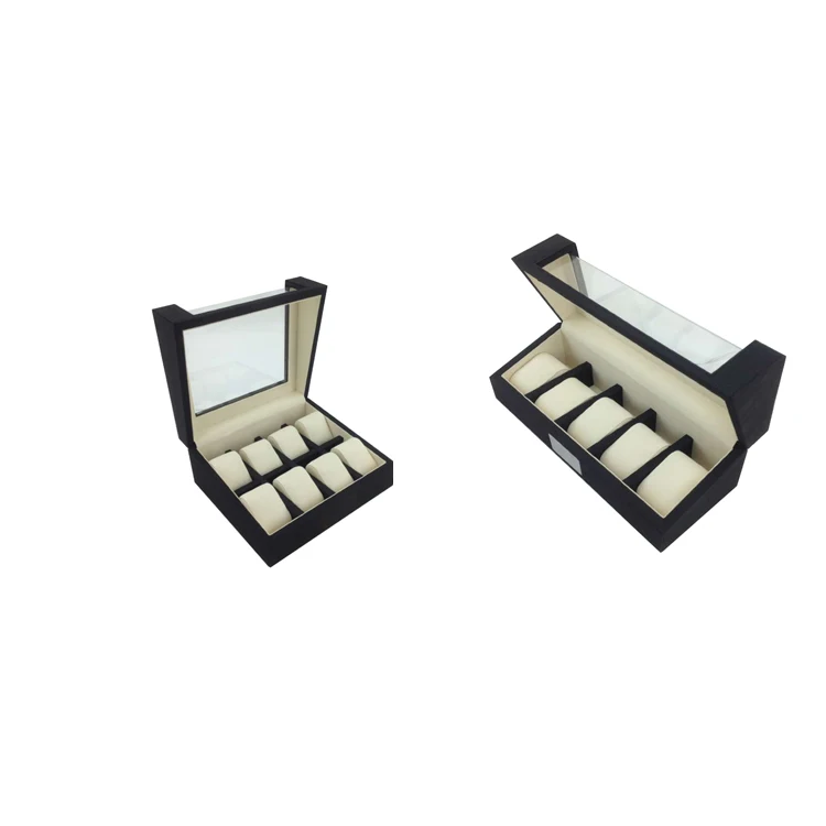 Custom Logo Printed Jewelry Box Gift Box Packaging Display Window Watch Leather Box 8 Slots