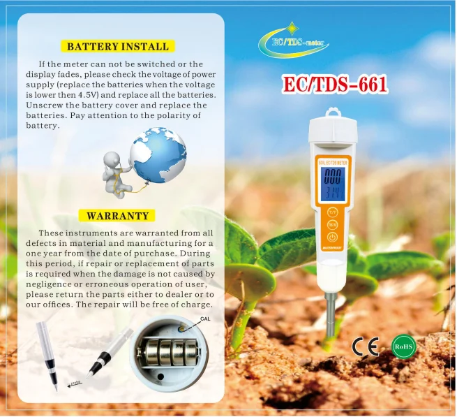 Garden soil Metal probe Handheld moisture humidity meter ph tester