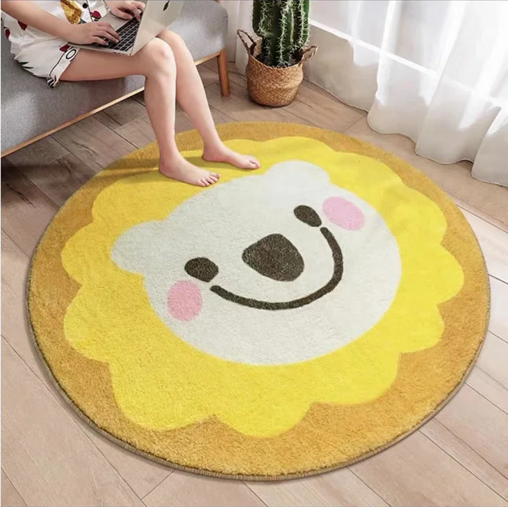 Hot Sales Super Fluffy Comfortable Round Game Rug Animal Cartoon Print Mat for Kids Room