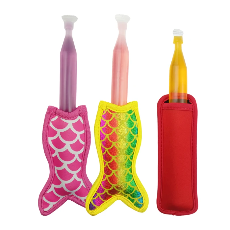 Custom Sublimation Multiple colors Neoprene Mermaid Popsicle Holders Sleeve anti freezing Icy Pole Cooler Holder for kids