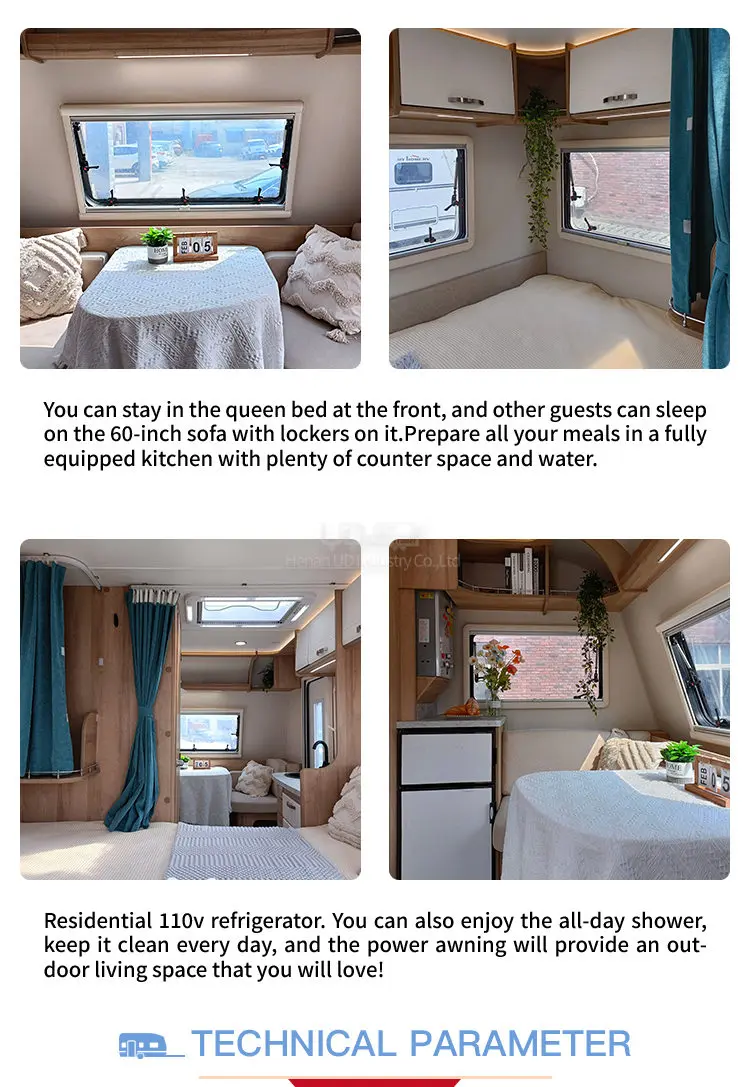 UD Industry New Design Truck Motorhome Mini Off Road Camper Trailer Small Rv Caravan