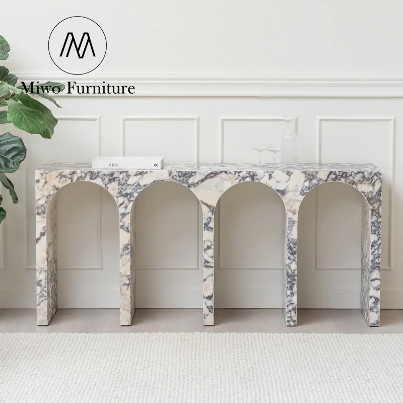 Luxury rectangle travertine Marble entrance control table living room sofa backrest modern design decor passage porch table