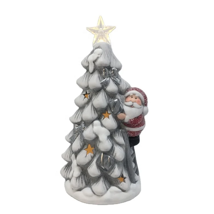 Wholesale ceramic christmas santa climb tree with led light for home decoration dolomite