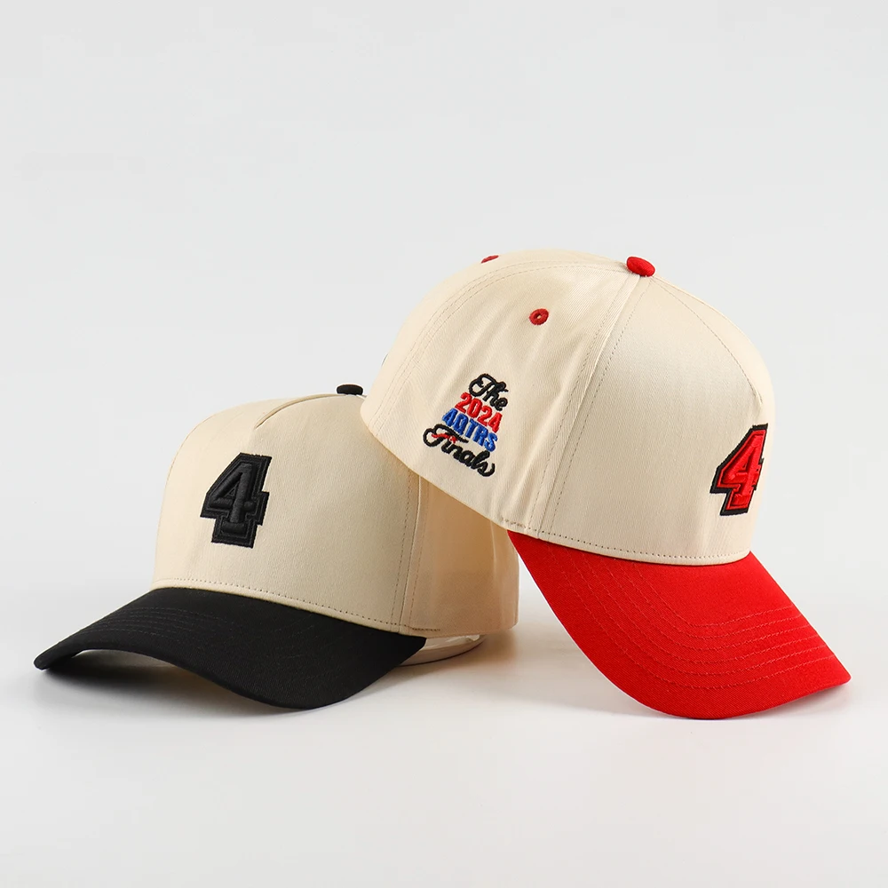 High Quality Structured Baseball Cap Red And Black Cotton Caps Custom 3D Embroidered Logo Adjustable Strap Two Tone Hat