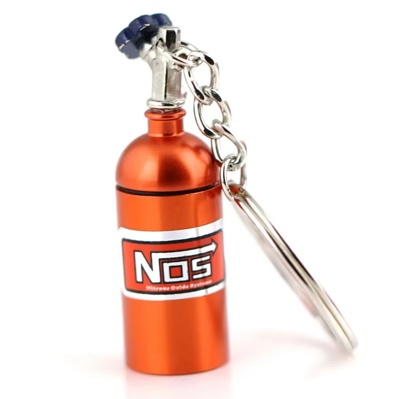 Customizable logo modified car key chain Nitrogen bottle modeling metal car key chain auto parts