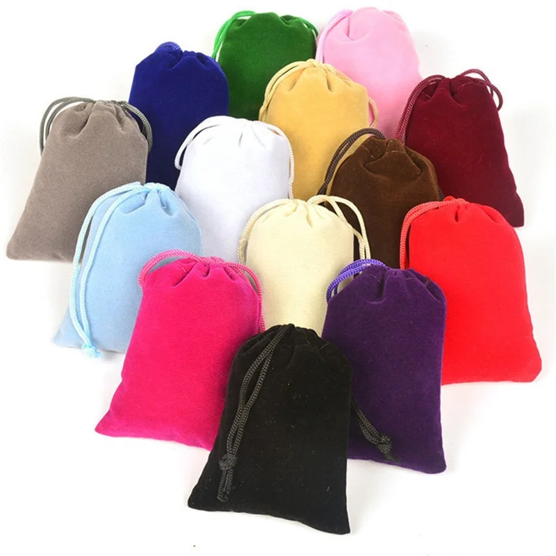 Оптовая продажа 9x12 см 10x15 см маленькие розовые бархатные сумки на шнурке бархатный мешочек для ювелирных изделий