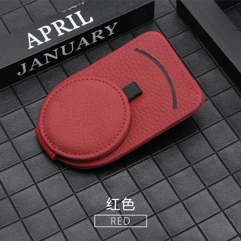 New Design Sturdy Glass Clip Practical Magnetic Pu Leather Sunglasses Holder For Car Visor Car Organizers