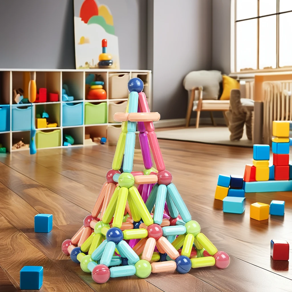 educational toy magnetic magnetic building sticks toys 68pcs big size magnetic stick building blocks kids
