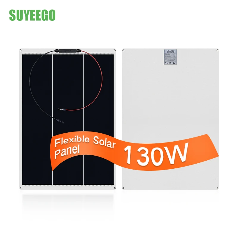 SUYEEGO High efficiency mono cells ETFE Flexible solar panel thin film 50w 100w 200w 300w IP68 shingle pv panels for RV boat use