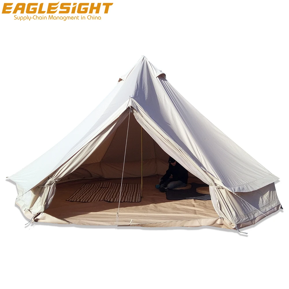5 m Glamping Canvas Bell Tent Glamping Tent Waterproof Luxury Hotel Bell Canvas Tent Luxury Glamping for Family Party Hotel