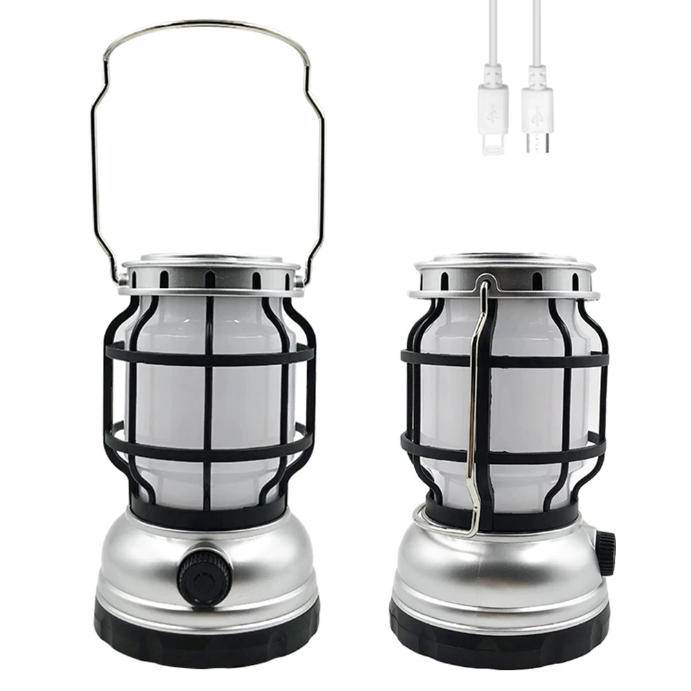 Retro Solar Lamp Hook Large Rechargeable Hanging Dimming Camping Lamp Rechargeable led Horse Lantern