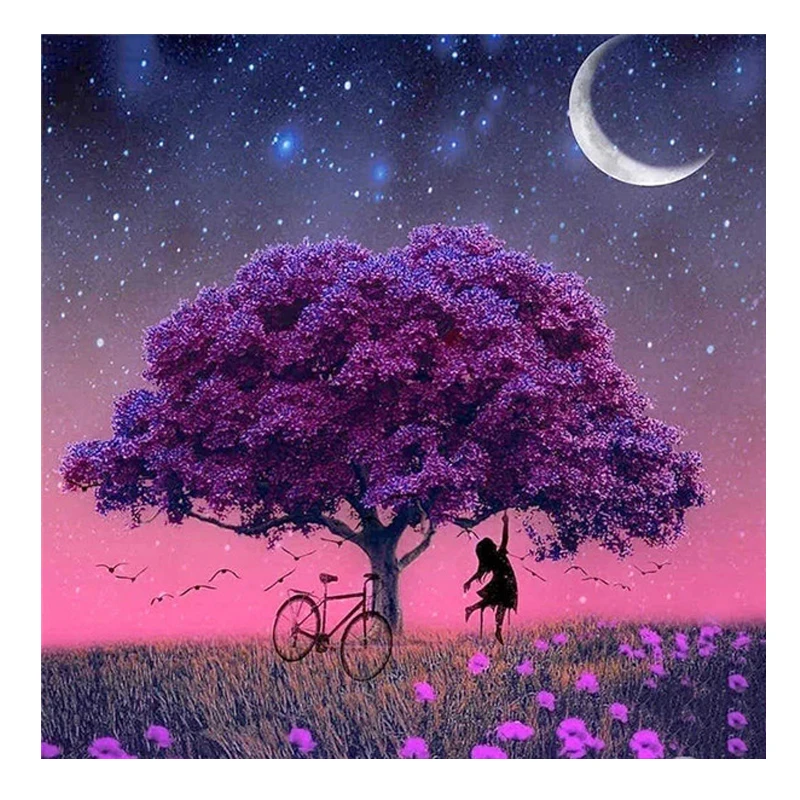 5D Diamond Painting Kit Tree Mosaic Moon Full Square/Round DIY Diamond Painting Set Landscape Embroidery Cross Stitch Art
