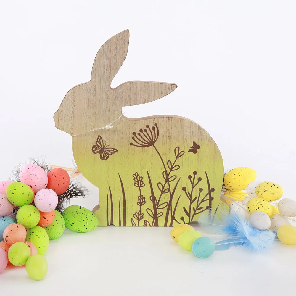 DIY Easter Wooden Bunny Tabletop Ornaments Easter Holiday Rabbit Shape Table Decorations Home Crafts