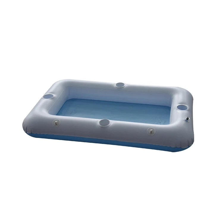 Custom Inflatable Pool Party Island Float water floating island with inflat dome tent 4 person inflatable raft tropical