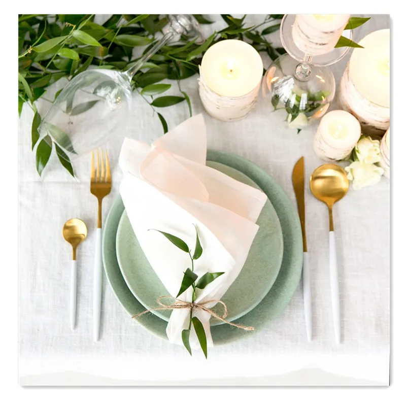 Шикарные свадебные салфетки, декоративные салфетки для праздника, салфетки с камнями, потертые пыльные синие салфетки