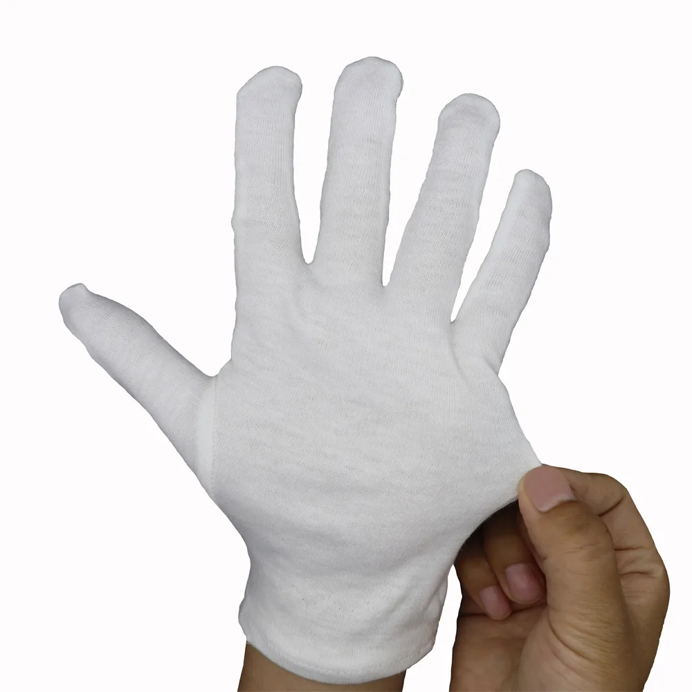 
White Large Cloth Dry Hands Cleaning Coins Jewelry Costume Moisturizing Cotton Gloves for Men and Women 