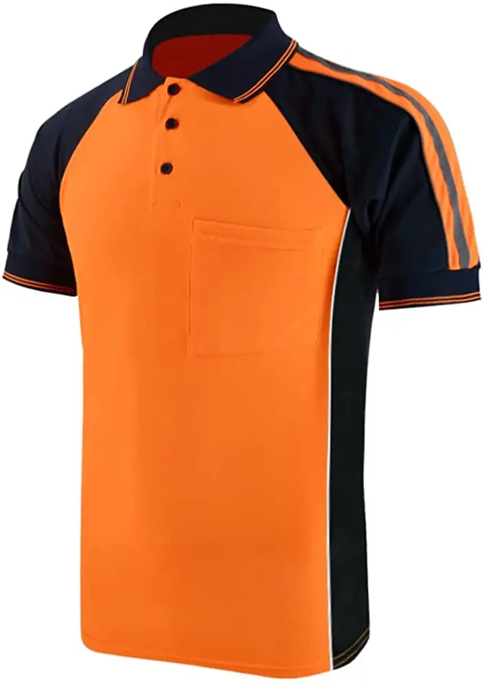 Custom Safety Construction Shirt High Visibility Long Sleeve Tshirt Reflective Work Polo T Shirts For Men Hi Vis Wear