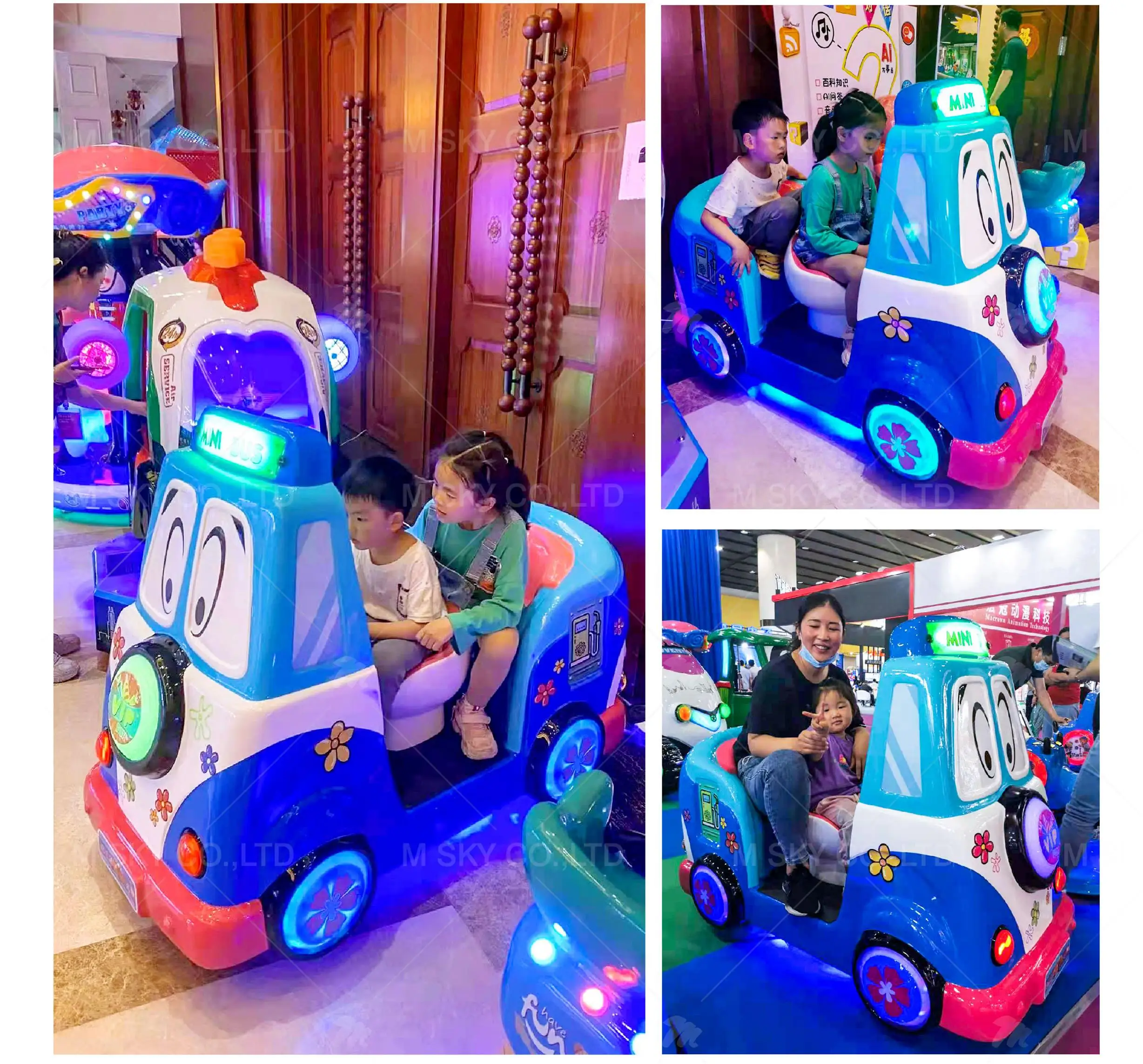 Video Indoor Kiddie Rides Coin Operated Games Machine Top Sale Happy Train LCD Screen 3D Commercial Kids Amusement 2 Seats M SKY