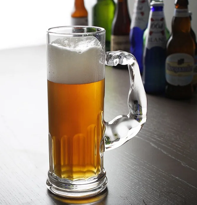 beer Mug thickened large capacity wine glass cold drinkware wholesale Cheap Glass Beer mug with handle