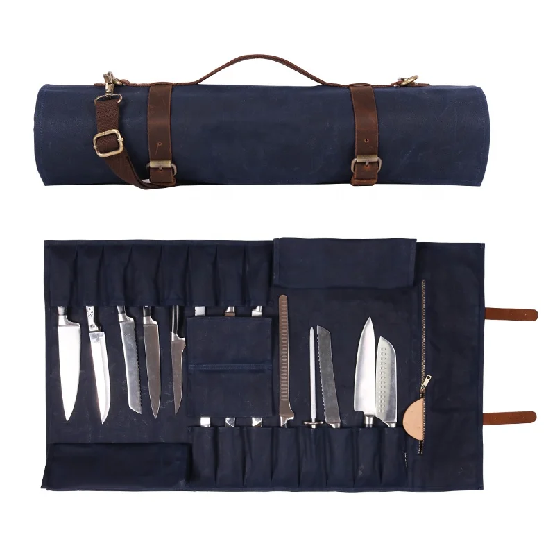 CHANGRONG Custom Waxed Canvas Chef Knife Roll Up Bag for Men Tool Storage